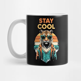 Stay Cool Funny Hip Tiger With Sunglasses Retro Design Mug